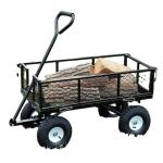 Four-wheel Green Trailer Cart Heavy Duty Metal Gardening Trolley