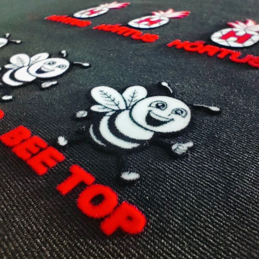 3D Printed Soft Custom Flocking Logo Flock Iron On Heat Transfer Stickers