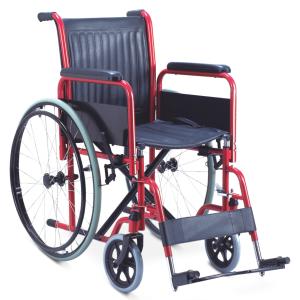 Quality Footrest Armrest Folding Steel Wheelchair Ultra Lightweight Portable Wheelchair Castor wholesale