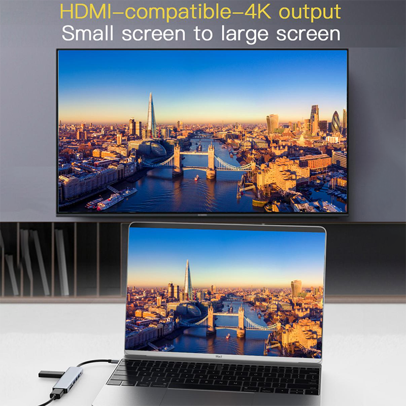 Type C Type-C Hub Multi Function Adapter for Charging Data Transfer and Video Output