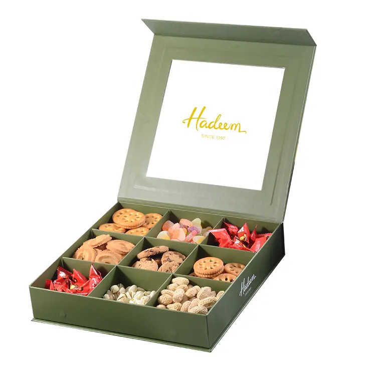 Luxury Fancy Magnetic Close Paper Dessert Baklava Sweet Box Packaging With Window