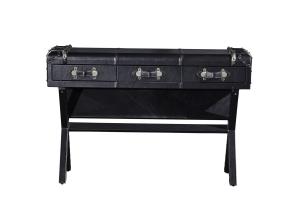 Quality Vintage Retro Black Steamer Trunk Coffee Table , Leather Top Side Table European Style wholesale