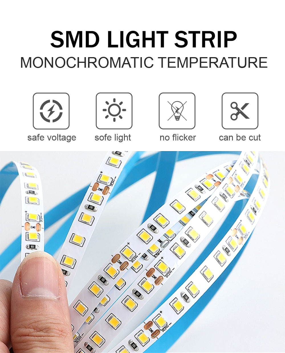 115lm/w 80Ra 12v 8mm 120leds 3000k Warm White High Brightness Flexible 35 Copper Smd2835 Led Strip Lighting