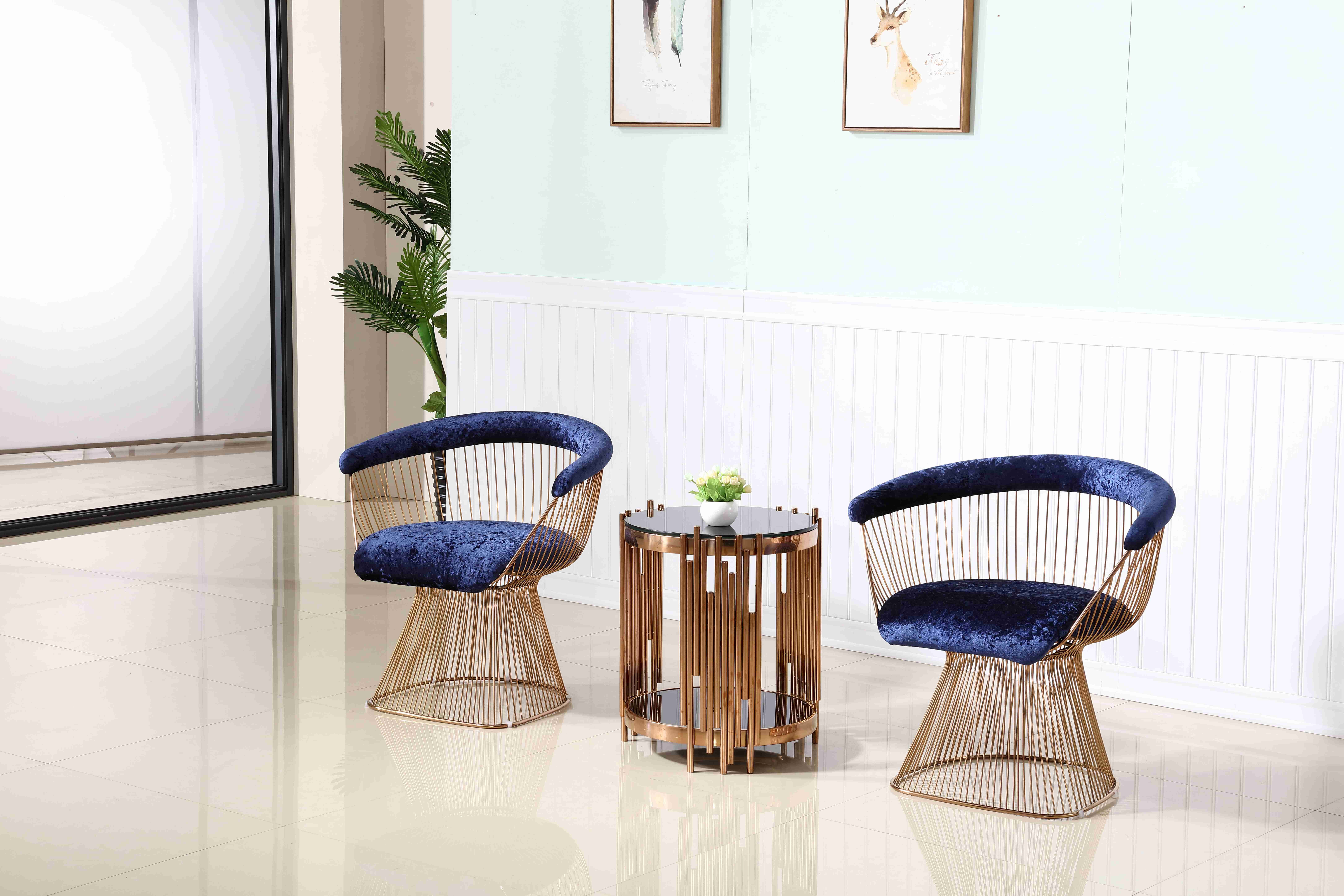 Leisure Garden Hotel Reception Chairs Metal Base Accent Chair Living Room Stainless Steel Frame