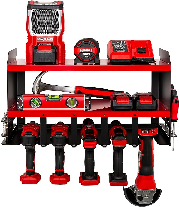 Stocked Heavy Duty Metal Power Tool Organizer Storage Wall Mount Upgrade Your Workshop