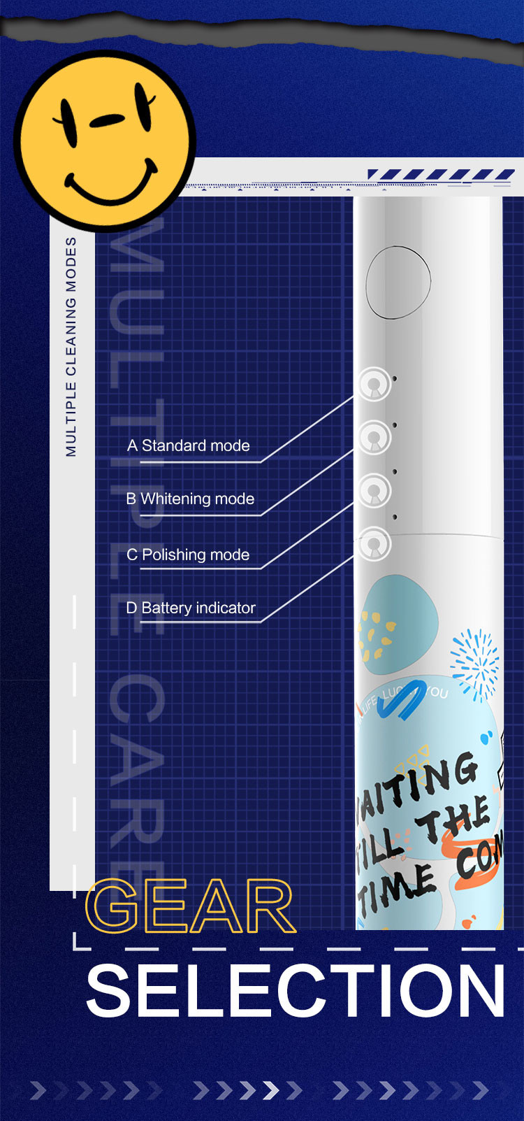 Waterproof Rechargeable Electric Toothbrush Smart Timing Eco Friendly For Teens