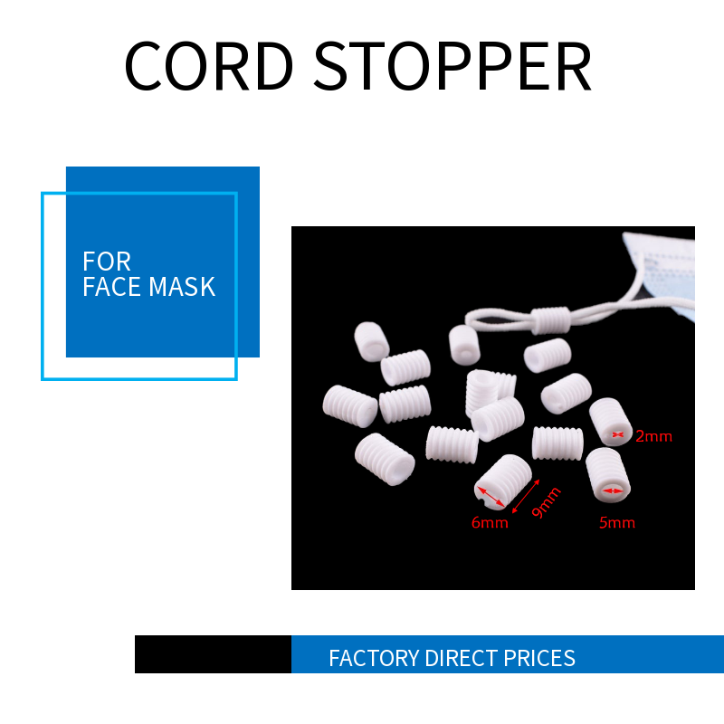 black silicone spiral cord stoppers for Masks.