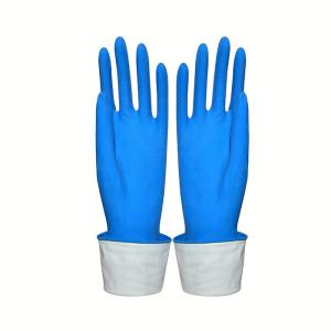 Quality Blue Color Durable Flexible Flock Lined Latex Gloves Puncture Resistance Multi Purpose wholesale