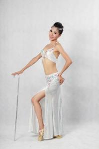 Quality Noble White Halter Neck Metallic Floor Length Bras &amp; Skirt Belly Dancing Clothes wholesale