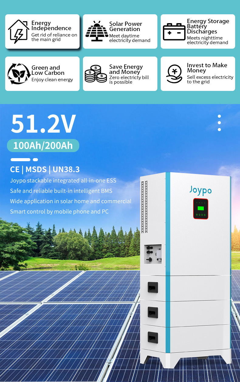 Home Lithium Battery ESS Energy Storage System With Hybrid Inverter Solar Panels