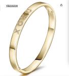5mm Width XOXO Alphabet Gold Rhinestone Bracelet Stainless Steel Snap Bangle