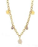 3Pcs Jewelry Set Heart Pendant Necklace Crystal Stud Earrings Shiny Heart