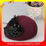Hot sale Fashion 100% Australia wool felt ladies beret hats ,Red beret hats with
