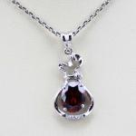 Sterling Silver 7X9mm Oval aRuby Cubic Zirconia Pendant Jewelry (P16)