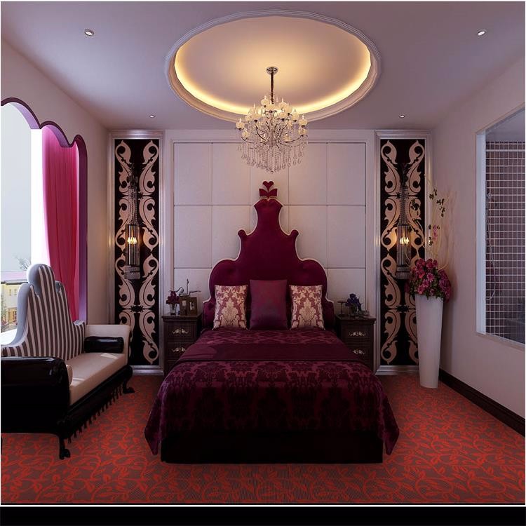 Red leaves pattern pp carpet for luxury hotel corridor