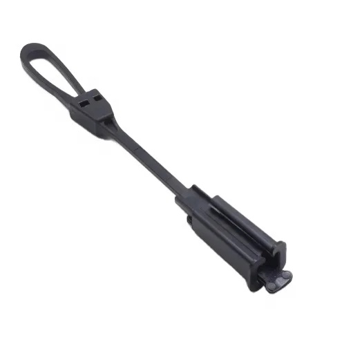 FTTH Nylon and Metal Flat Optical Plastic Fiber Optic Drop Cable Black Fiber Tension Clamp