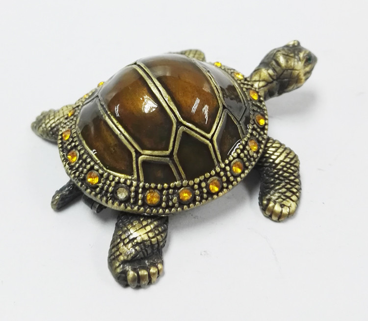 Home Decor Sea Turtle Enameled Trinket Boxes painted turtle trinket box