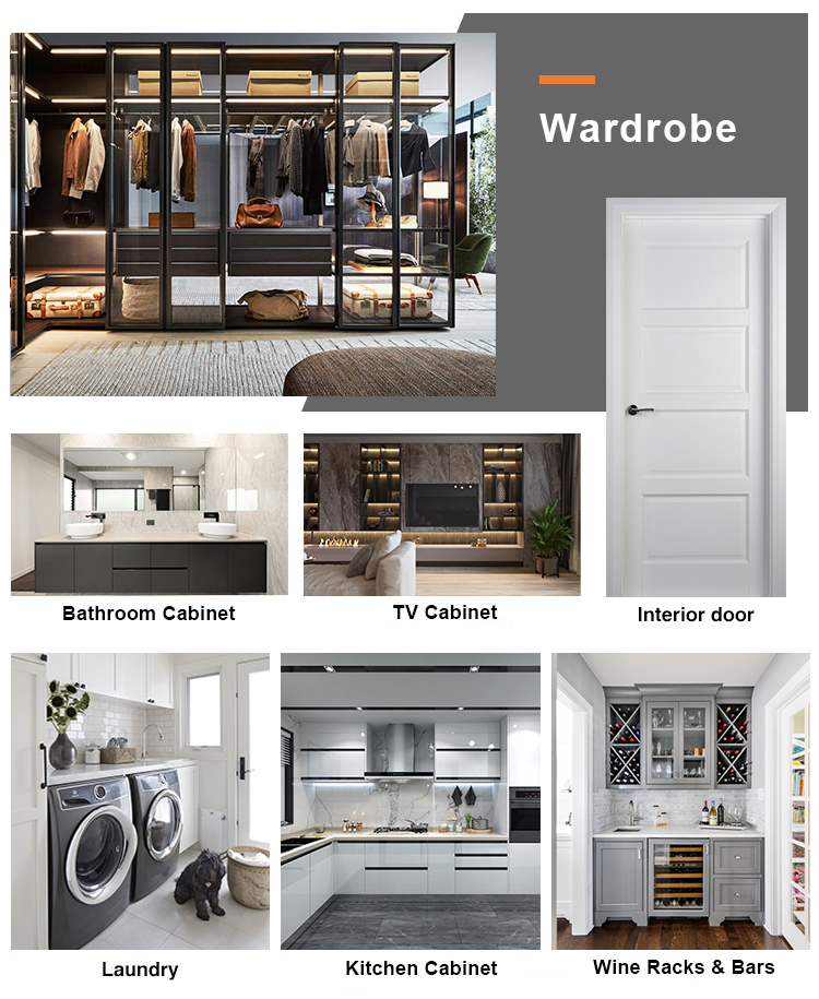 Modern Bedroom Furniture Moisture Resistance Walk-in Wardrobe for Wall Installation