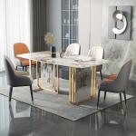 Hotel 4cm Rectangle Marble Dining Tables For 4 Light Luxury