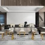 SEDIA Modern Glass Dining Table Set For 6 Elliptic Shape