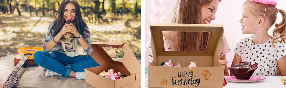 Food Industry Brown Kraft Paper 12 Count Bakery Carrier Box for Muffins Pastries Cupcake