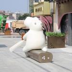 Sky Street Fiberglass Leisure Bench With Sculpture Ornament Outdoor Commercial