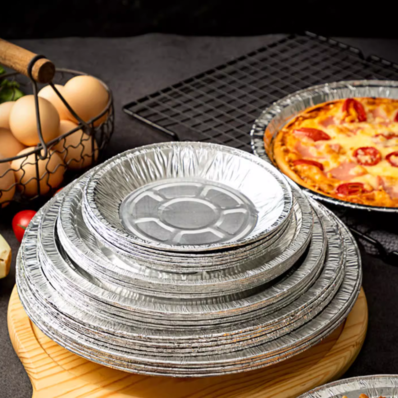 Pet Food Packing Aluminum Foil Round Plates Disposable Food Tray Take Out Containers