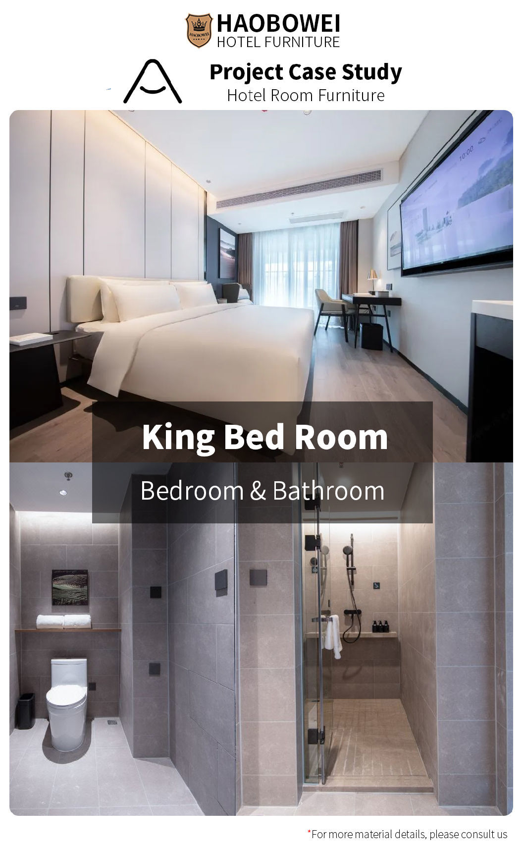 Modern Luxury Style Hotel Furniture Standard Double Bedroom Set Five Star Headboard