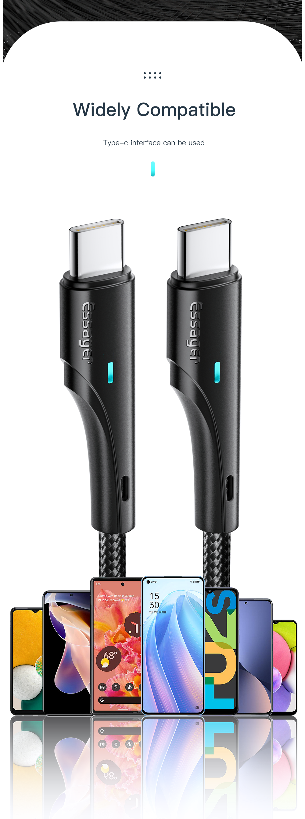 Essager 2022 Rousseau Fast Charging Type C To Type C Charging Cable 100W 60W
