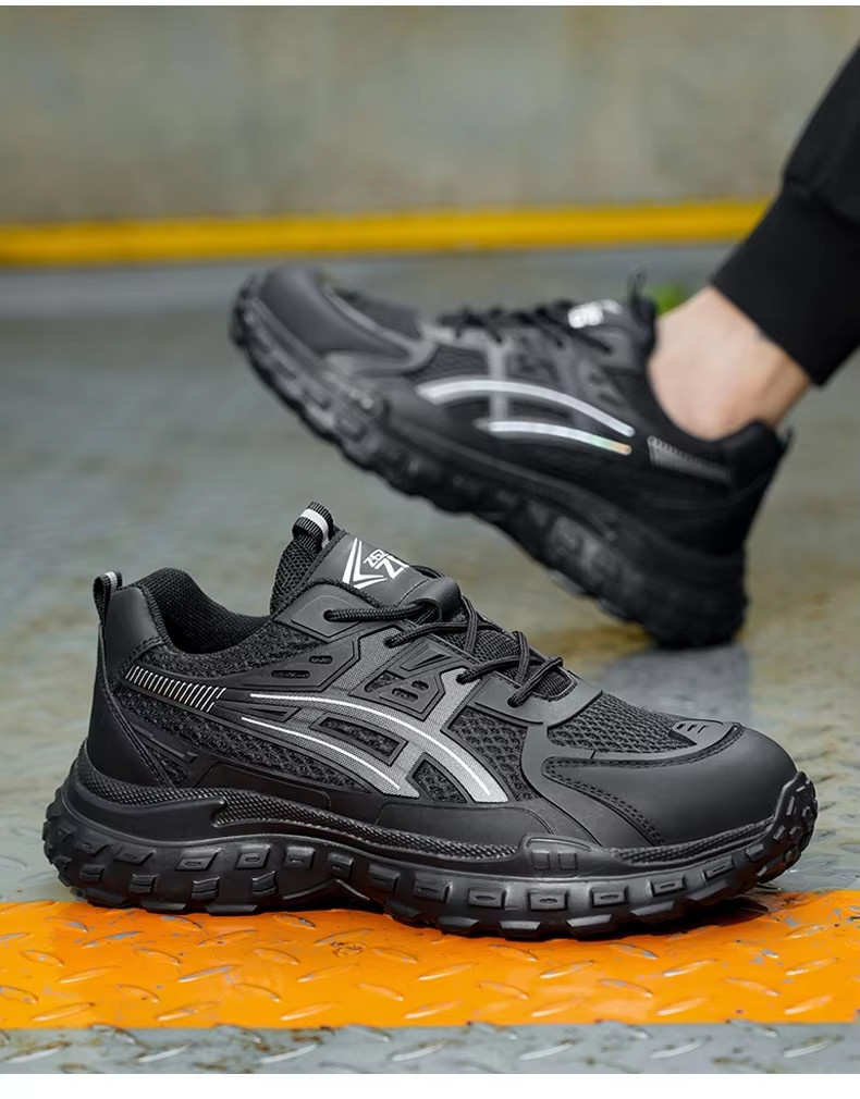 Anti-smashing Steel Toe Work Shoes With Kevlar Mid Sole And Breathable PU Flying Knit Upper