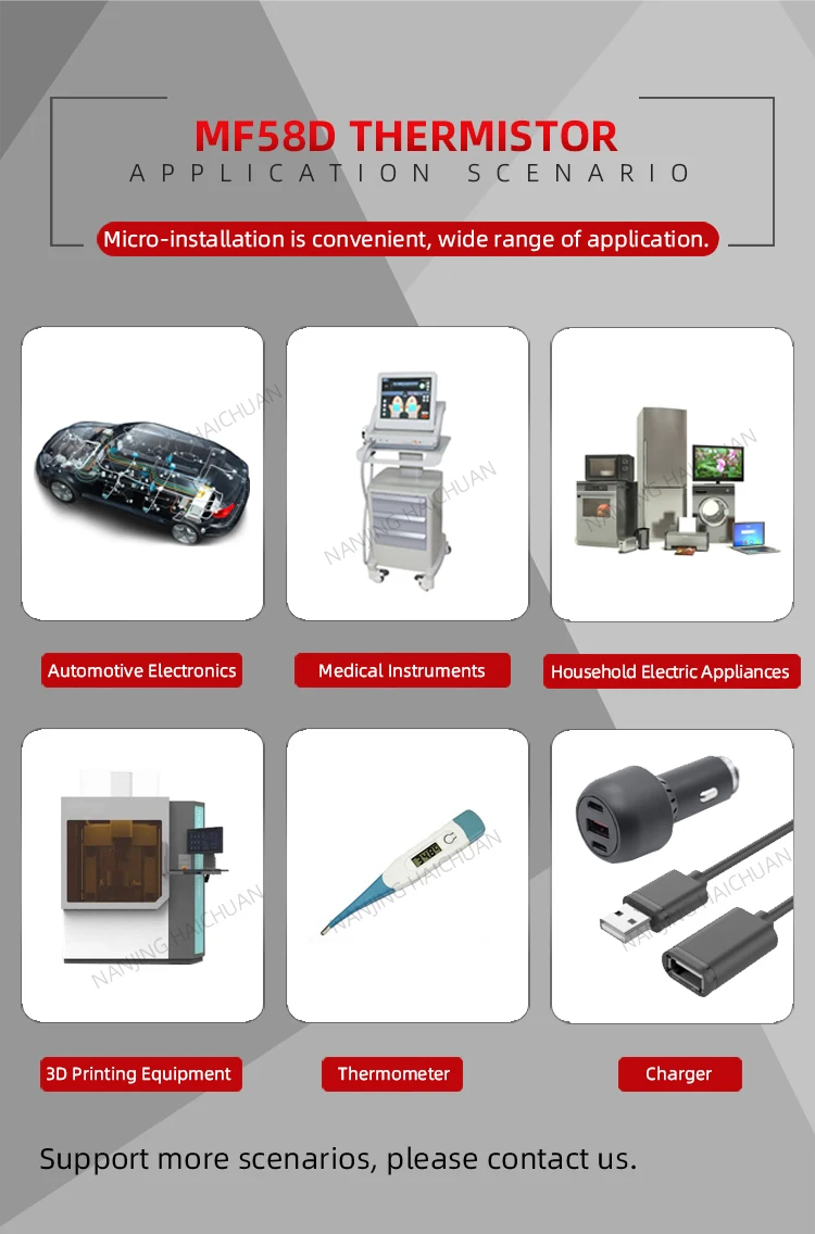 Customized Glass Bead 100k 10k NTC Thermistor 3435k 3950 Hot Water Boilers Temperature Sensor