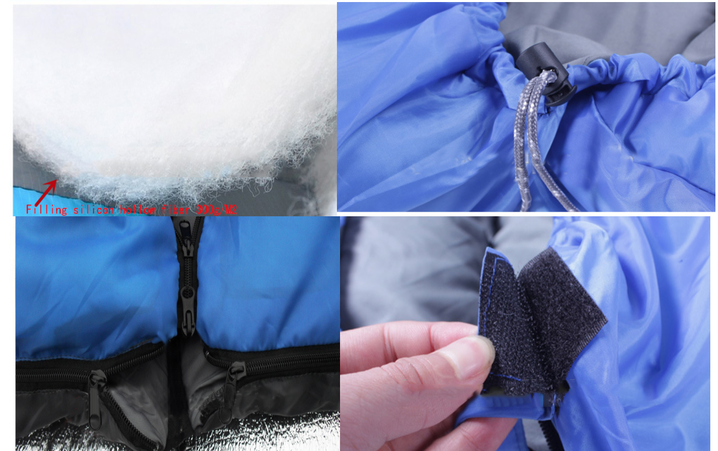 230x80x50CM Custom Black Orange Waterproof 190T Polyester Travel Mountain Sleeping Bags