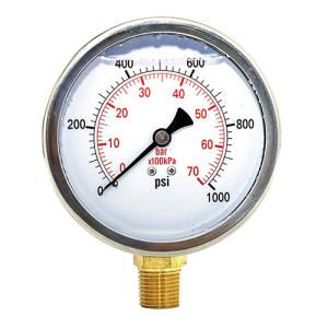 Quality 4 Inch Liquid 1000psi Silicone Filled Pressure Gauge 1/2 NPT 101.6mm wholesale