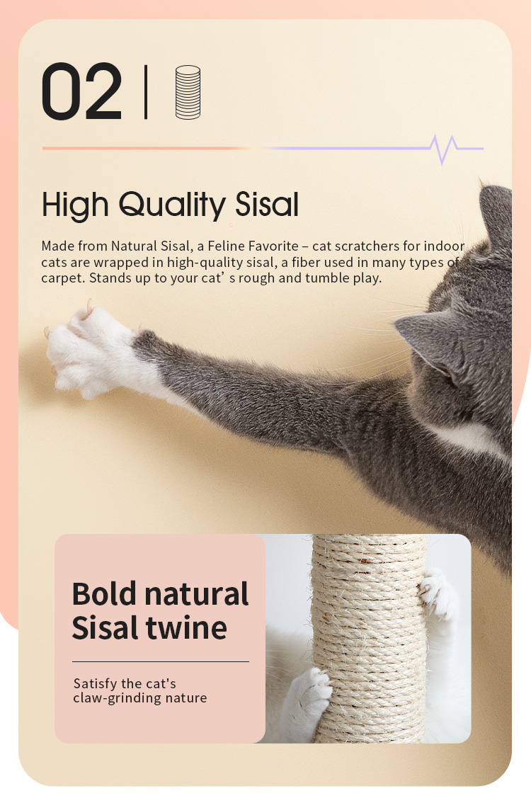 Sustainable Cat Scratcher Ball Sisal Cat Climbing Tree Cat Scratch Post with Room Space Selection Support Eco-friendly