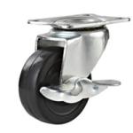 3" rigid industry rubber caster, 3" rubber caster,black rubber casters, small