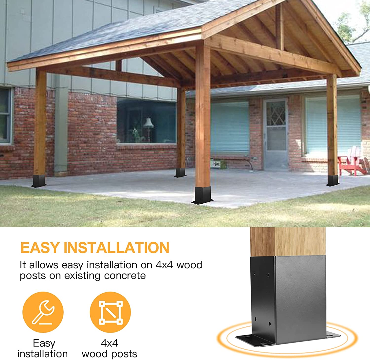 Log Cabin Outdoor Post Brackets in Steel with ROHS Certificate and Powder Coating