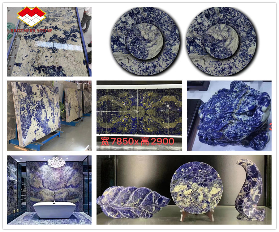 Customized Bolivia Blue Transparent Sodalite Onyx Marble for Big Slab or Cut to Size
