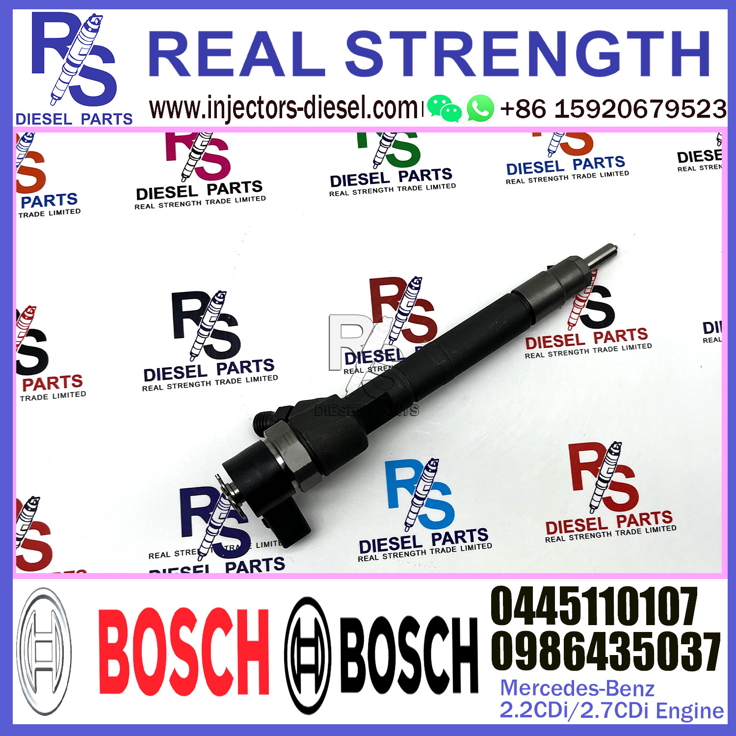 Diesel Fuel Common Rail Injector 0445110108 0986435012 0445110107 0986435037 For Mercedes-Benz 2.2CDi/2.7CDi Engine