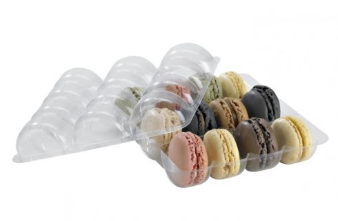 30 Cavities Macaron Clamshell Packaging Rectangular Plastic Cake Containers