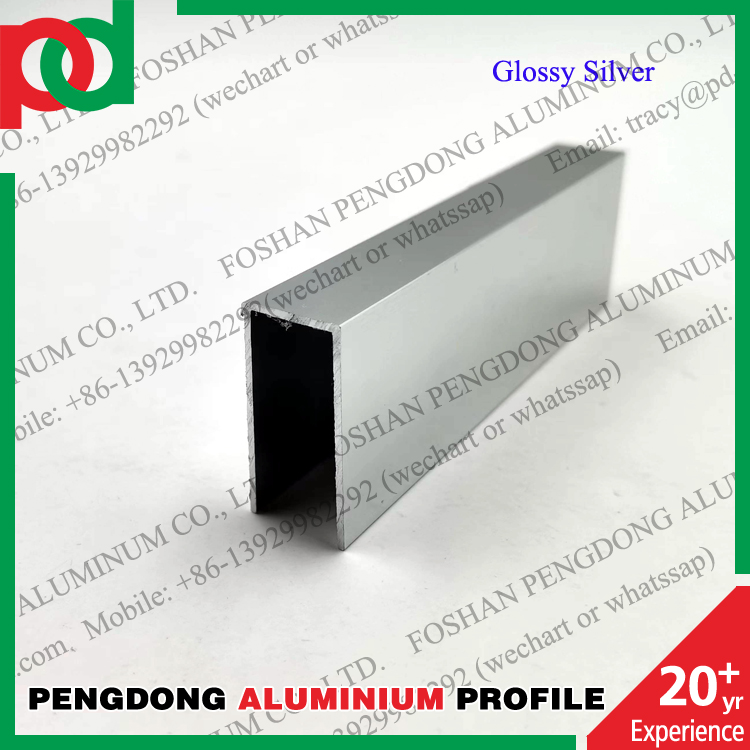 Aluminium Window Profiles Customized U Channel Glossy Silver Gold Color