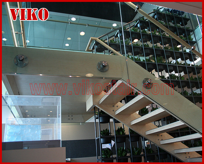 Double Steel Plate Staircase VK25S ,Beech Tread,Carbon Steel Stringer,Stainless Steel,Power Coated,Wooden