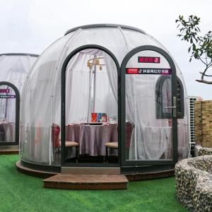 Quality PC Dome Outdoor Bubble Tents Wooden Carton Package With LED Light wholesale