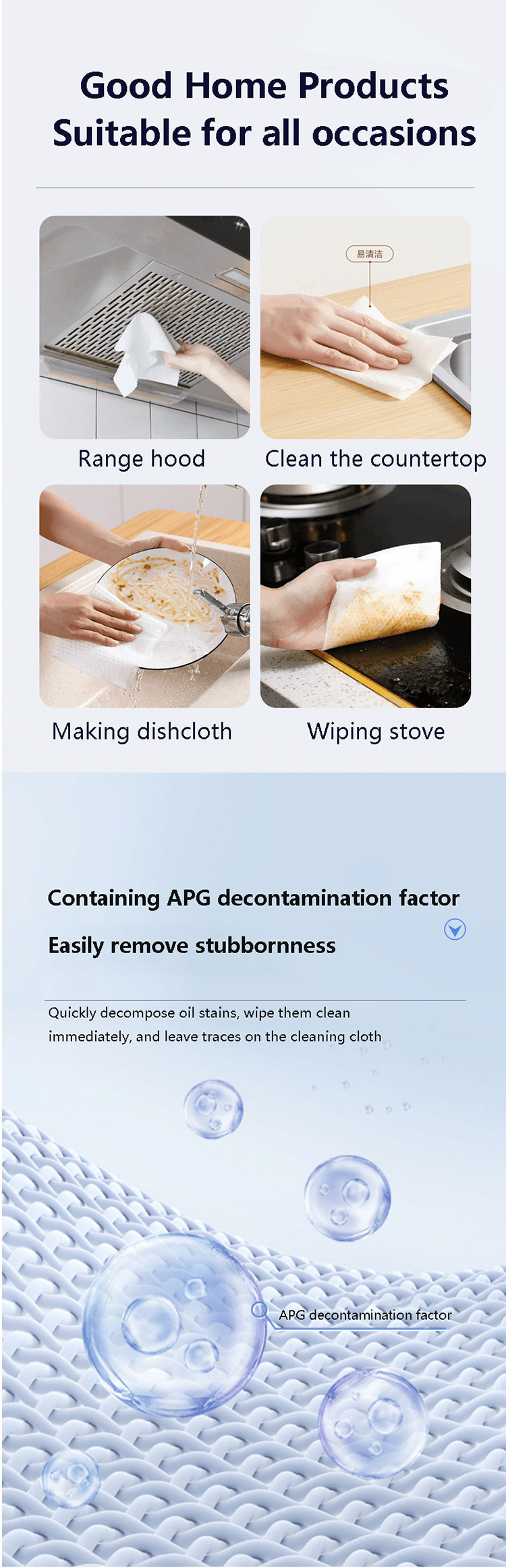 7.87x7.87 Inches Multi Surface Cleaner Wipes Home Kitchen Antibacterial Wipes OEM