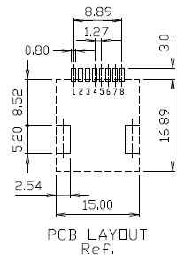 10P 8C Low-Profile RJ45 Jack LPJE12DNL Side Entry SMT No LED Indicator
