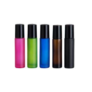 Quality Frosted Essential Oil Glass Bottles 5ml 7ml 8ml 10ml With Plastic Roller Ball wholesale