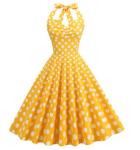 Small Quantity Clothing Manufacturer Retro Polka - Dot Halter Neck Lace - Up