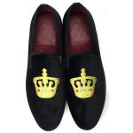 Luxury Black Mens Velvet Loafers Round Toe Breathable For Party / Evening
