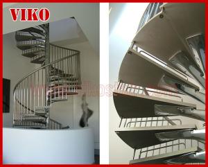 Quality Spiral StaircaseVH40S Tread Beech Aluminum 304 Stainless Ste Baluster Stair Curved Glass Handrail 304 Stainless Steel wholesale