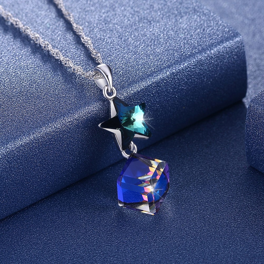 5A 3.7g 45cm Cubic Zirconia Star Necklace ODM Sterling Silver Diamond Necklace