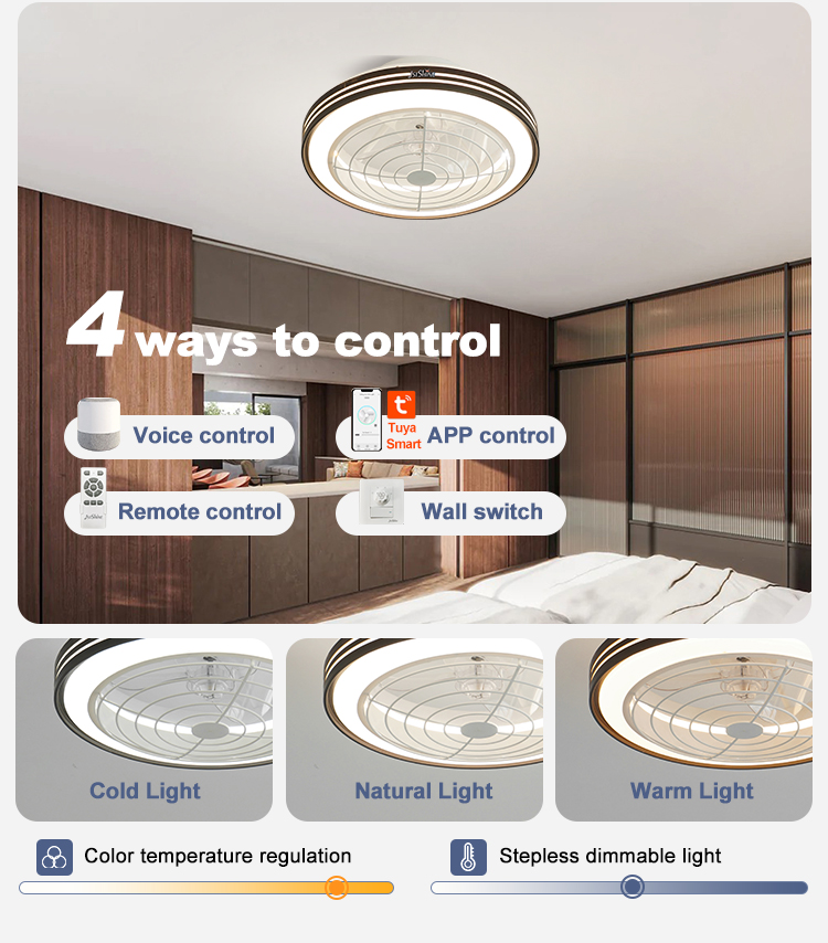 110-240V/50Hz-60Hz Home Office 1stshine LED Ceiling Fan with 6 Speeds Remote Control
